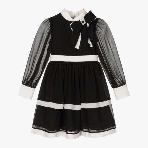 Patachou-Girls Black and White Chiffon Gown | Childrensalon Outlet