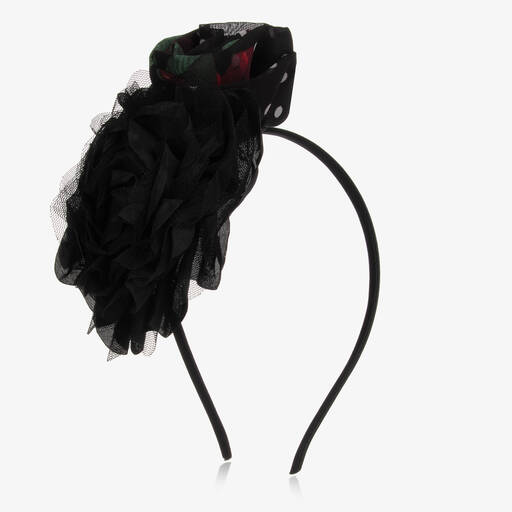 Patachou-Girls Black Flower Hairband | Childrensalon Outlet
