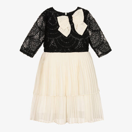 Patachou-Girls Black & Ivory Chiffon Dress | Childrensalon Outlet