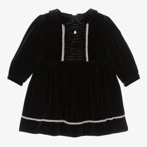 Patachou-Girls Black Velour & Lace Dress | Childrensalon Outlet