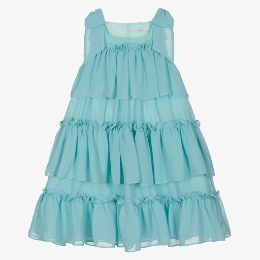 Patachou-Girls Blue Chiffon Dress | Childrensalon Outlet
