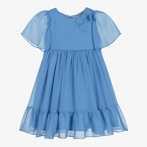 Patachou-Girls Blue Chiffon Dress | Childrensalon Outlet