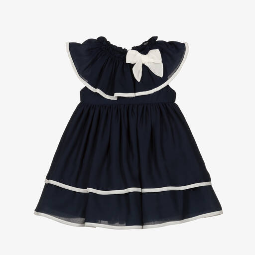 Patachou-Girls Blue Chiffon Dress | Childrensalon Outlet