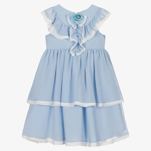 Patachou-Girls Blue Chiffon Dress | Childrensalon Outlet