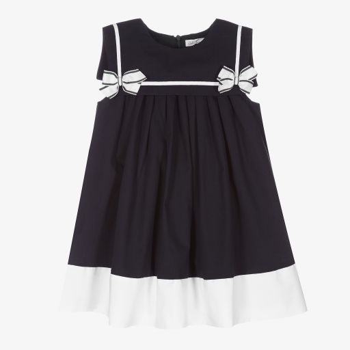 Patachou-Girls Blue Cotton Dress | Childrensalon Outlet