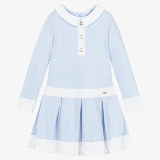Patachou-Girls Blue Cotton Jersey Dress | Childrensalon Outlet