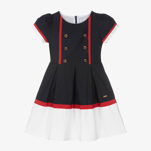 Patachou-Синее хлопковое платье в морском стиле | Childrensalon Outlet