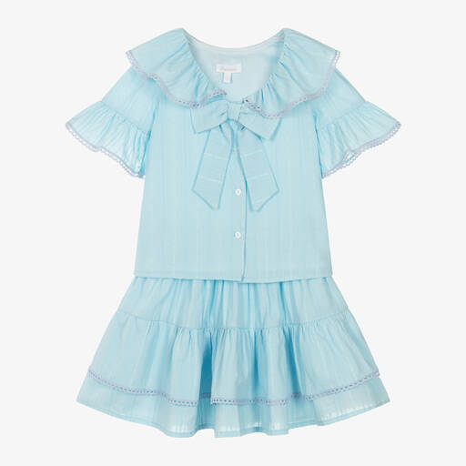 Patachou-طقم تنورة مزيج قطن لون أزرق | Childrensalon Outlet