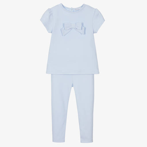 Patachou-Girls Blue Cotton Trouser Set | Childrensalon Outlet