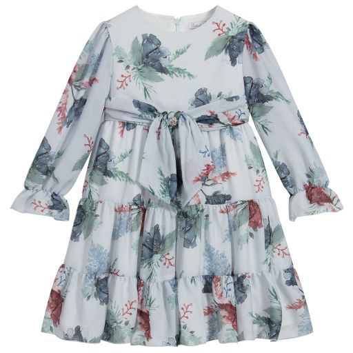 Patachou-فستان شيفون لون أزرق بطبعة ورود | Childrensalon Outlet