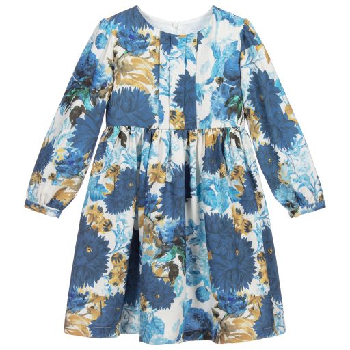 Patachou-Girls Blue Floral Dress | Childrensalon Outlet