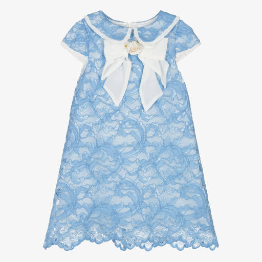 Patachou-Girls Blue Lace Dress | Childrensalon Outlet
