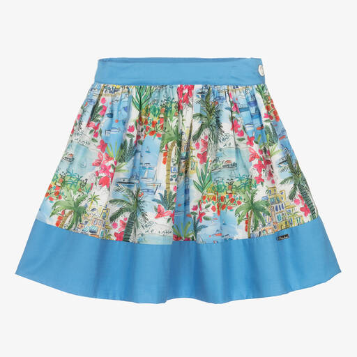 Patachou-Girls Blue Liberty Print Skirt | Childrensalon Outlet