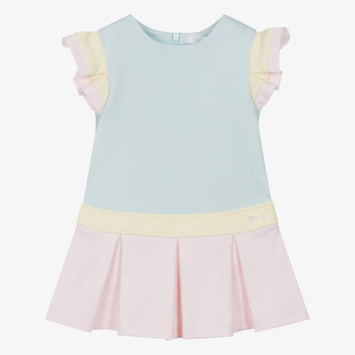 Patachou-Girls Blue & Pink Colourblock Cotton Dress | Childrensalon Outlet