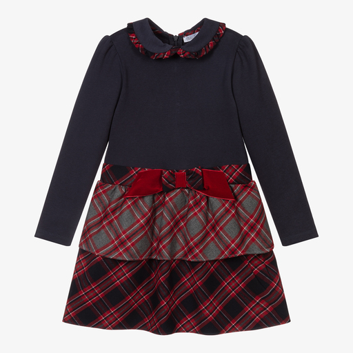 Patachou-Girls Blue & Red Check Dress | Childrensalon Outlet