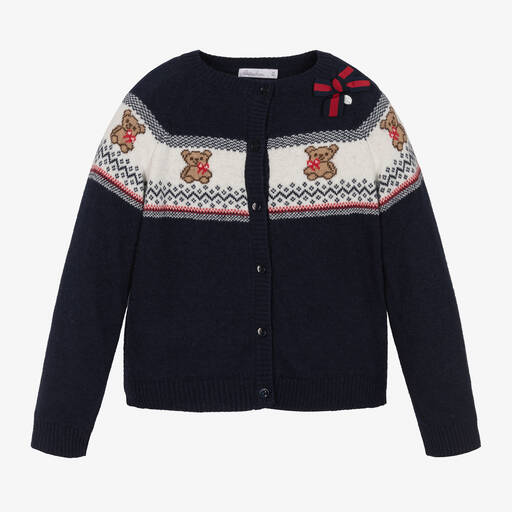 Patachou-Cardigan bleu en laine Teddy Bear | Childrensalon Outlet