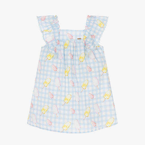 Patachou-Girls Blue & White Checked Dress | Childrensalon Outlet