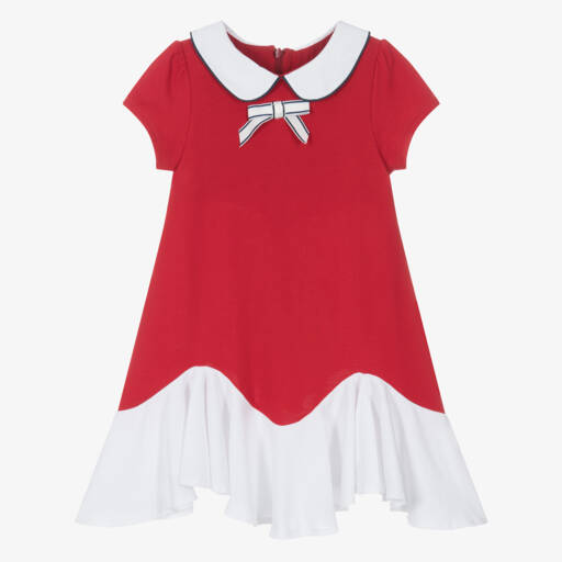 Patachou-Girls Classic Red & White Piqué Dress | Childrensalon Outlet