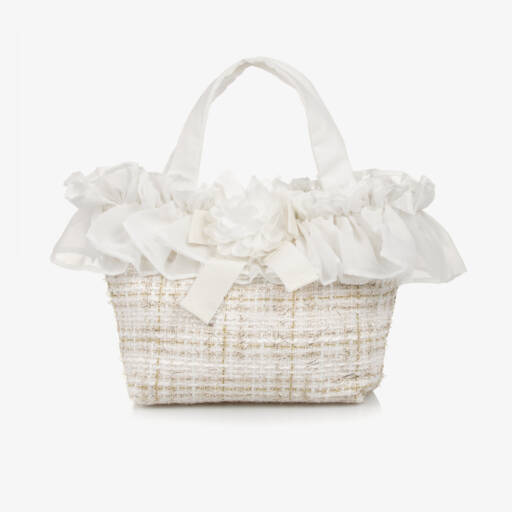 Patachou-Girls Elegant Ivory Tweed Purse | Childrensalon Outlet