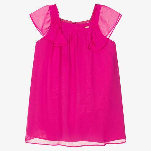 Patachou-Robe fuchsia en mousseline fille | Childrensalon Outlet