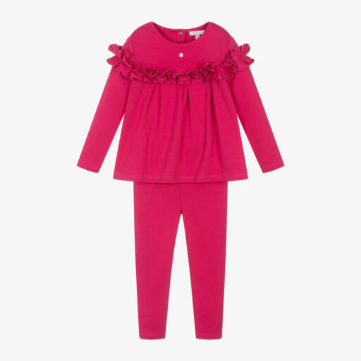 Patachou-Girls Fuchsia Ruffle Leggings Ensemble | Childrensalon Outlet