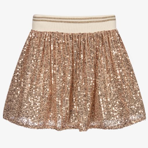 Patachou-Girls Gold Sequin Skirt | Childrensalon Outlet