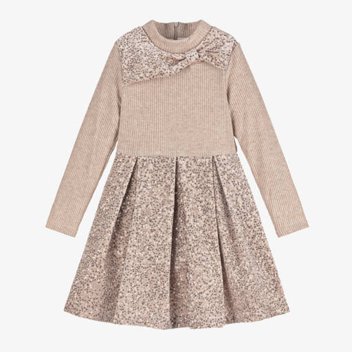 Patachou-Girls Gold Sequin Velvet Dress | Childrensalon Outlet