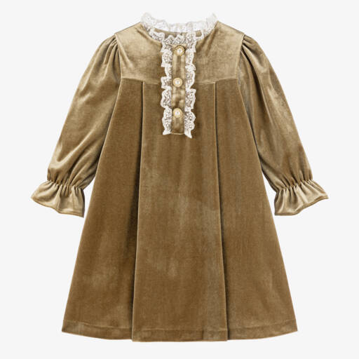 Patachou-فستان مخمل لون بيج | Childrensalon Outlet
