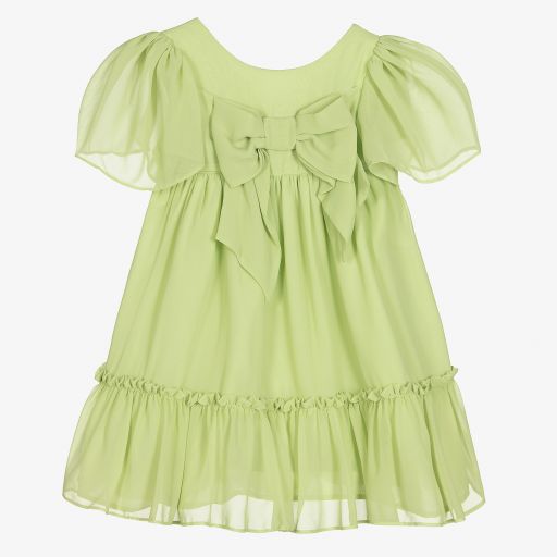 Patachou-فستان شيفون لون أخضر ليموني | Childrensalon Outlet