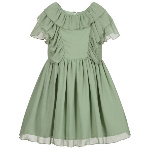 Patachou-فستان شيفون لون أخضر | Childrensalon Outlet