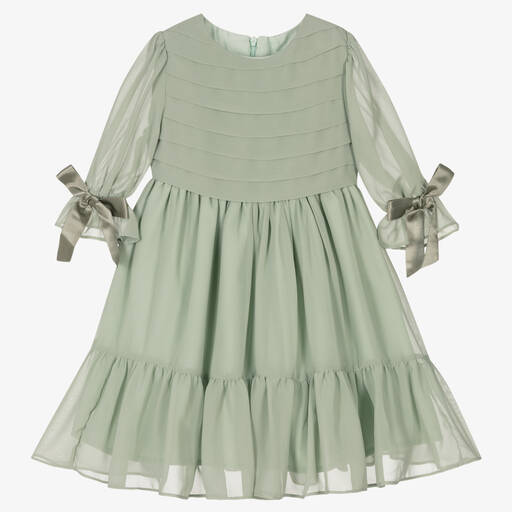 Patachou-Girls Green Chiffon Dress | Childrensalon Outlet