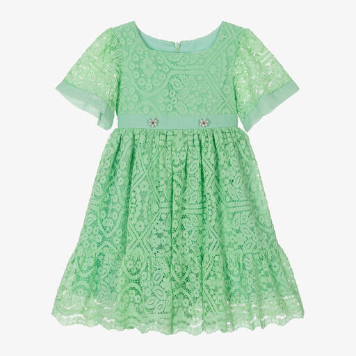 Patachou-Girls Green Lace Dress | Childrensalon Outlet