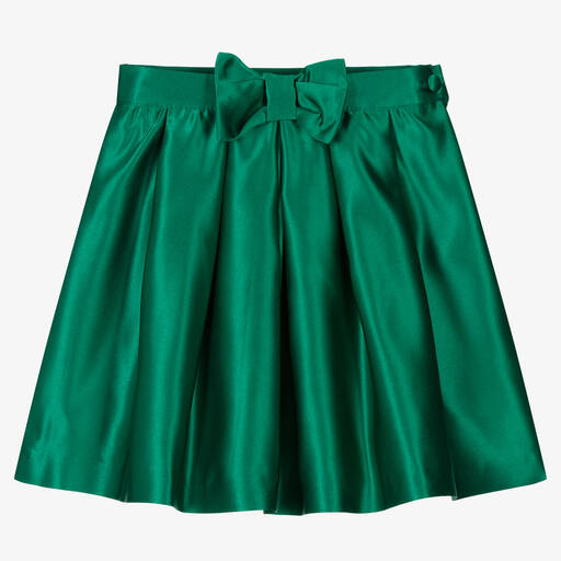 Patachou-تنورة ساتان بكسرات لون أخضر | Childrensalon Outlet