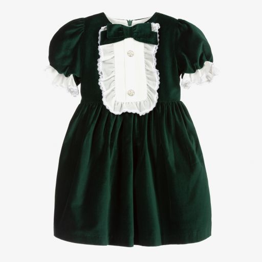 Patachou-Зеленое бархатное платье для девочек | Childrensalon Outlet