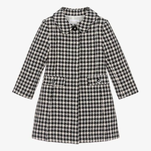 Patachou-Girls Ivory & Black Tweed Coat | Childrensalon Outlet