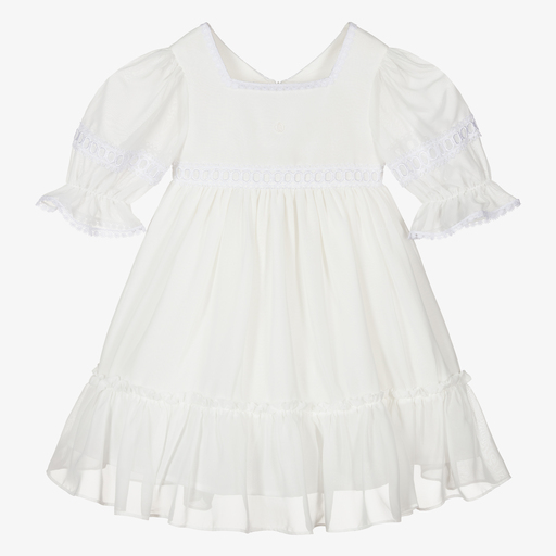 Patachou-Elfenbeinfarbenes Chiffonkleid (M)  | Childrensalon Outlet