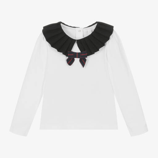 Patachou-Girls Ivory Cotton Blouse with Collar | Childrensalon Outlet