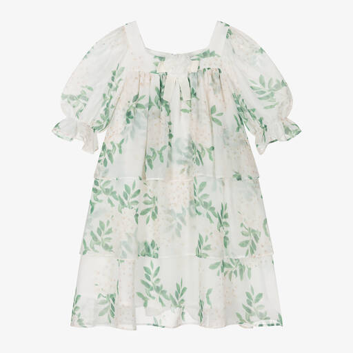 Patachou-Girls Ivory Floral Chiffon Dress | Childrensalon Outlet