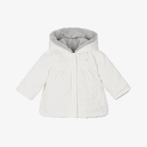 Patachou-Girls Ivory & Grey Dual Coat | Childrensalon Outlet