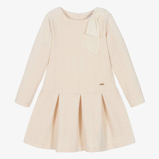 Patachou-Girls Ivory Patterned Jersey Dress | Childrensalon Outlet
