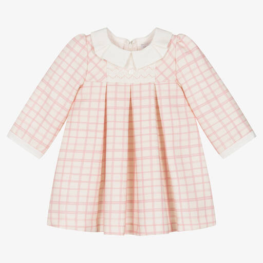 Patachou-Кремово-розовое платье из хлопка в клетку | Childrensalon Outlet