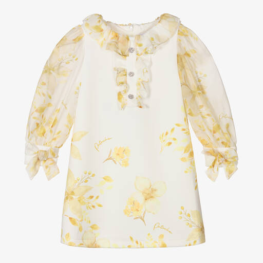 Patachou-Кремовое платье с желтыми цветами | Childrensalon Outlet