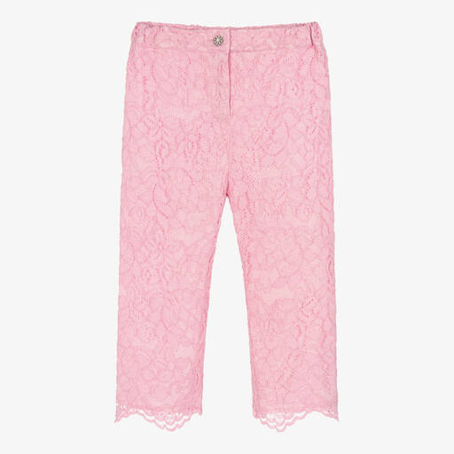 Patachou-Girls Lavender Pink Lace Trousers  | Childrensalon Outlet