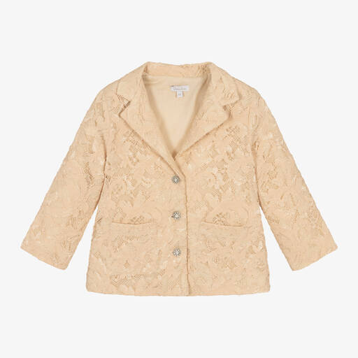 Patachou-Girls Light Beige Lace Blazer | Childrensalon Outlet