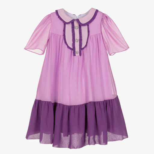Patachou-Girls Lilac Purple Chiffon Dress | Childrensalon Outlet