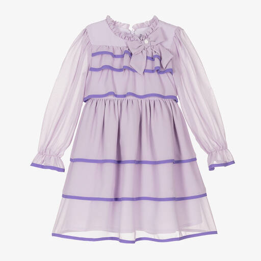 Patachou-Girls Lilac Purple Chiffon Layered Dress | Childrensalon Outlet