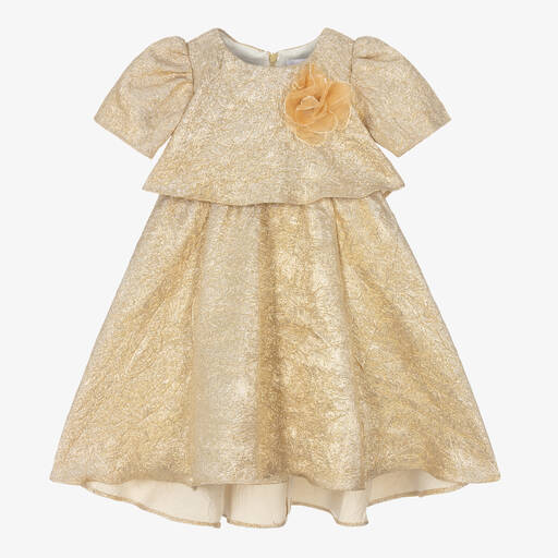 Patachou-Girls Metallic Gold Dress | Childrensalon Outlet