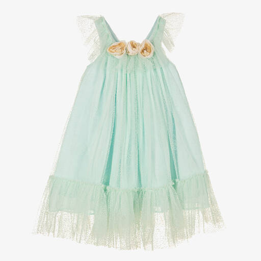 Patachou-Mintgrünes ärmelloses Tüllkleid | Childrensalon Outlet