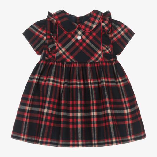 Patachou-Girls Navy and Red Plaid Dress | Childrensalon Outlet