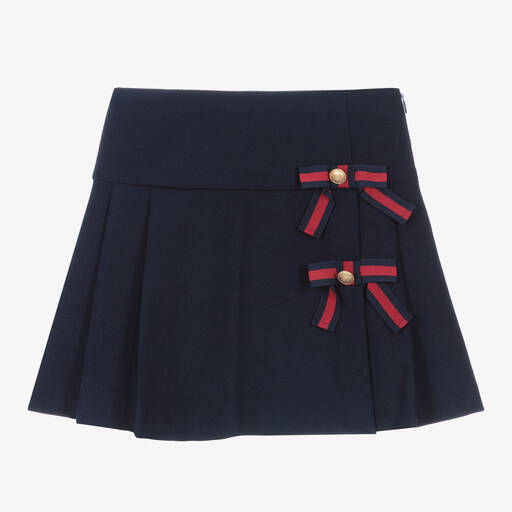 Patachou-Girls Navy Blue Bows Skirt | Childrensalon Outlet